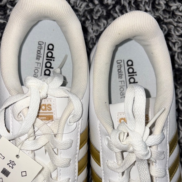 Adidas Women's White Ortholite Float Sneakers with Gold Stripes - Picture 5 of 5